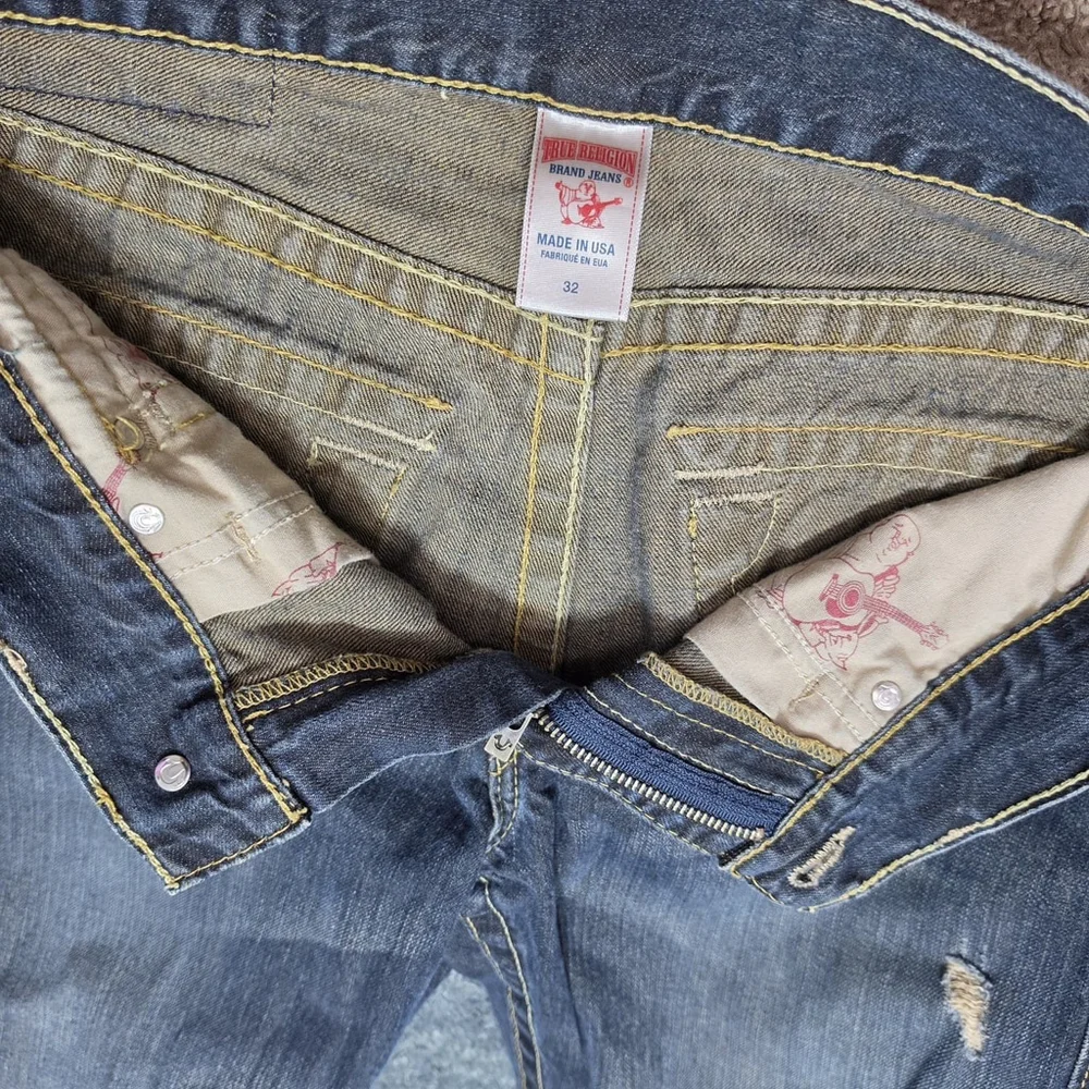 True Religion Ricky Straight Jeans Mens 32 Made in USA Flap Pocket Denim